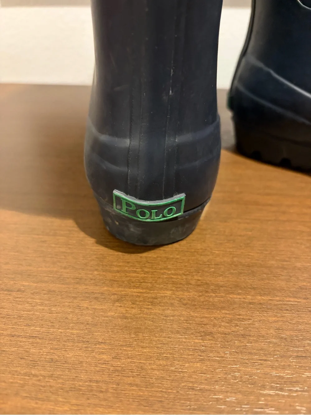 Ralph Lauren Navy Blue Kids Rain Boots with Green Trim